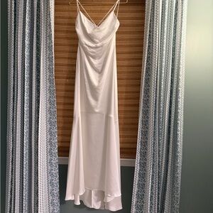 Elliat Aisle Satin White Wedding Bride Slip Cowl Neck Maxi Dress Size Small